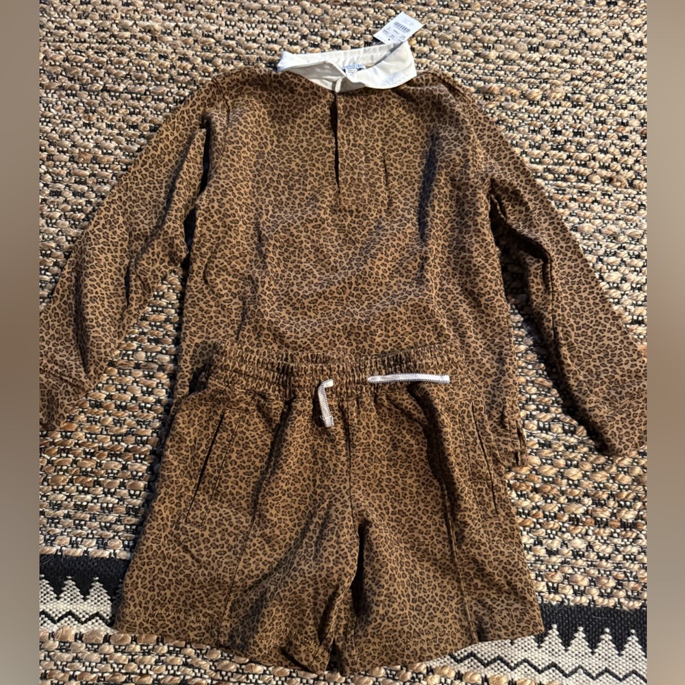 Crewcuts White and Brown Leopard Print matching set